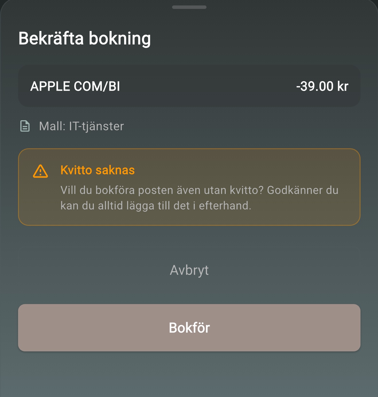 Bekräfta bokning i pAId-appen